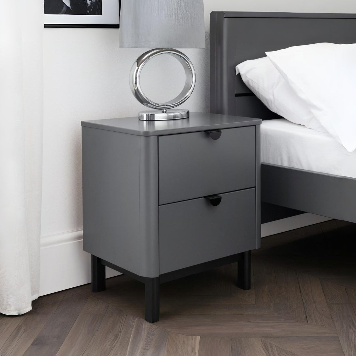 Wooden Bedside Cabinet With 2 Drawers - Chloe