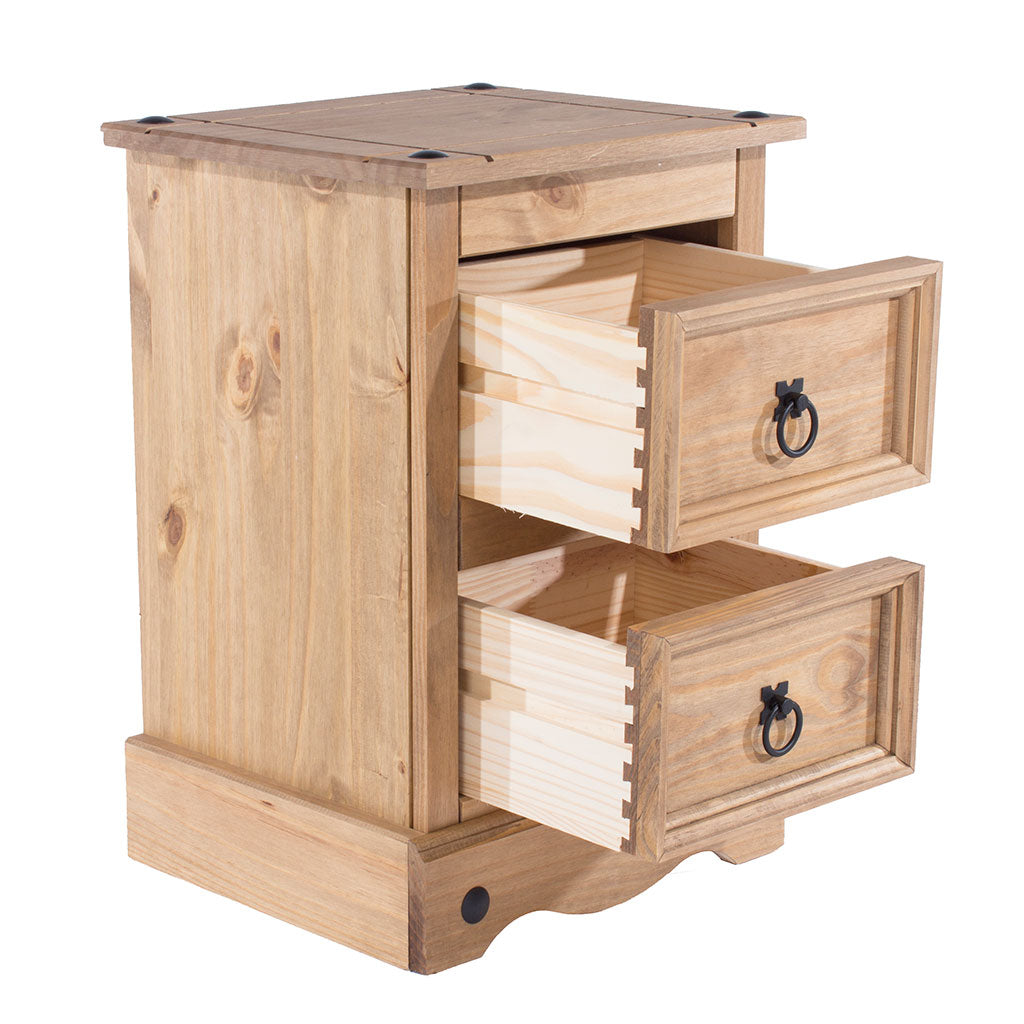 Wooden Bedside Cabinet With 2 Drawers - Corona