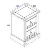 Wooden Bedside Cabinet With 2 Drawers - Corona