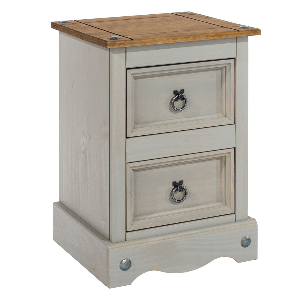 Wooden Bedside Cabinet With 2 Drawers - Corona