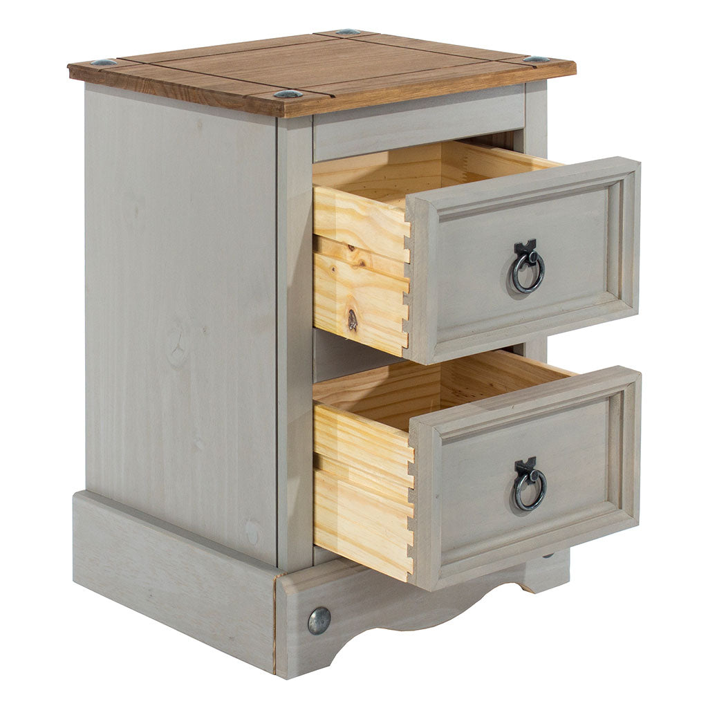 Wooden Bedside Cabinet With 2 Drawers - Corona