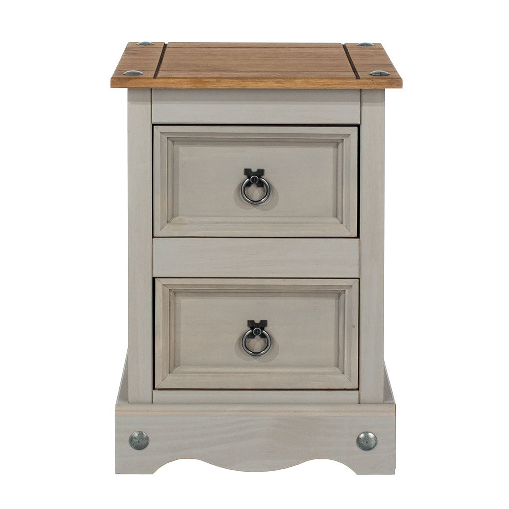 Wooden Bedside Cabinet With 2 Drawers - Corona