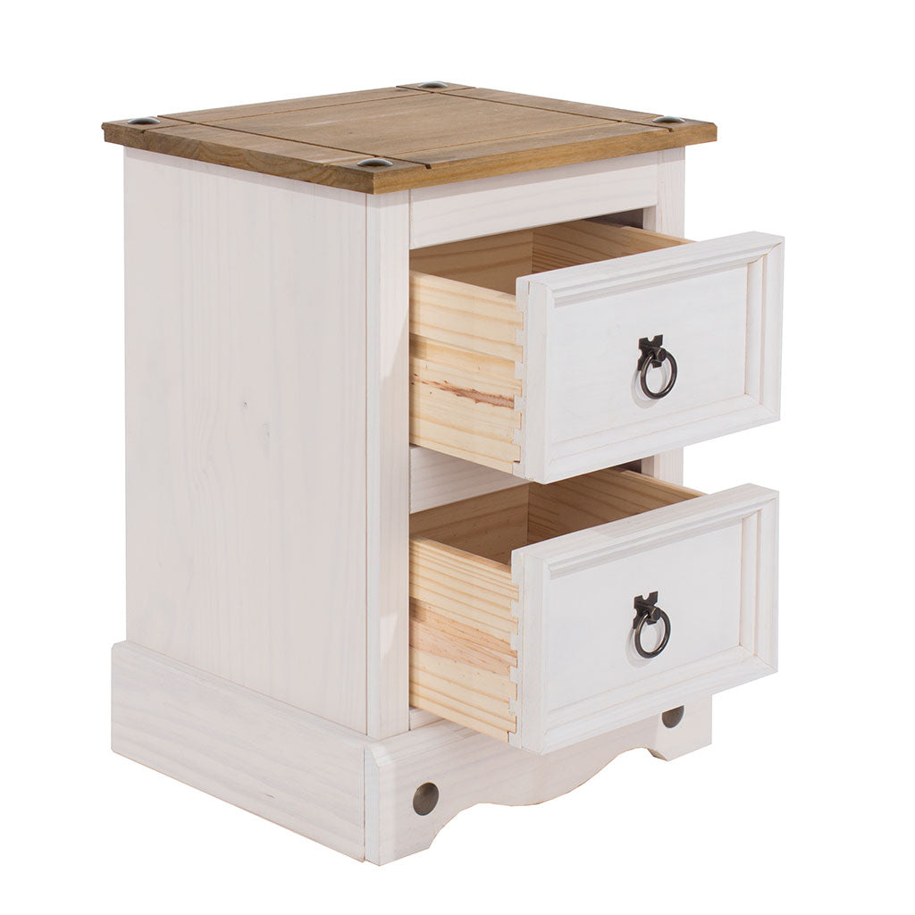 Wooden Bedside Cabinet With 2 Drawers - Corona