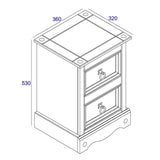 Wooden Bedside Cabinet With 2 Drawers - Corona