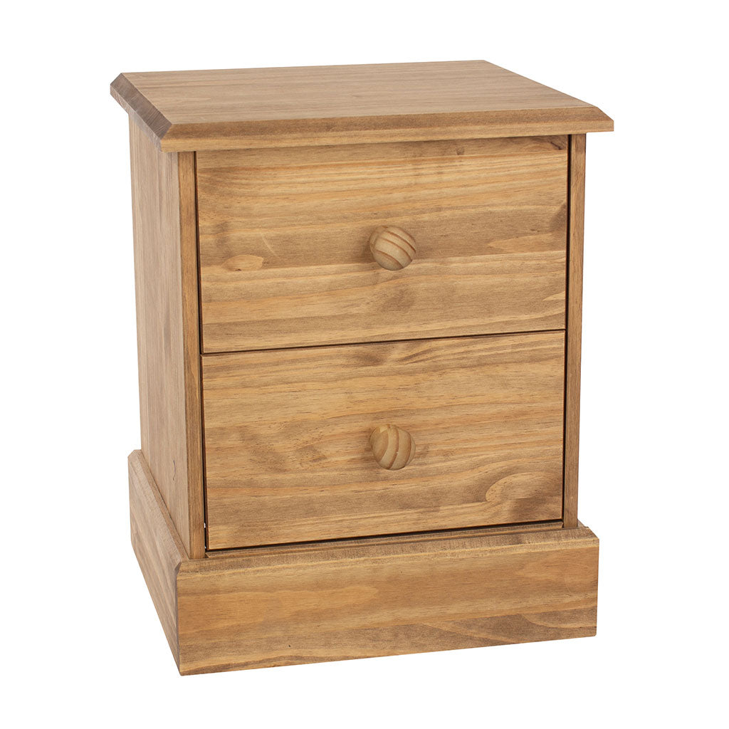 Wooden Bedside Cabinet With 2 Drawers - Cotswold