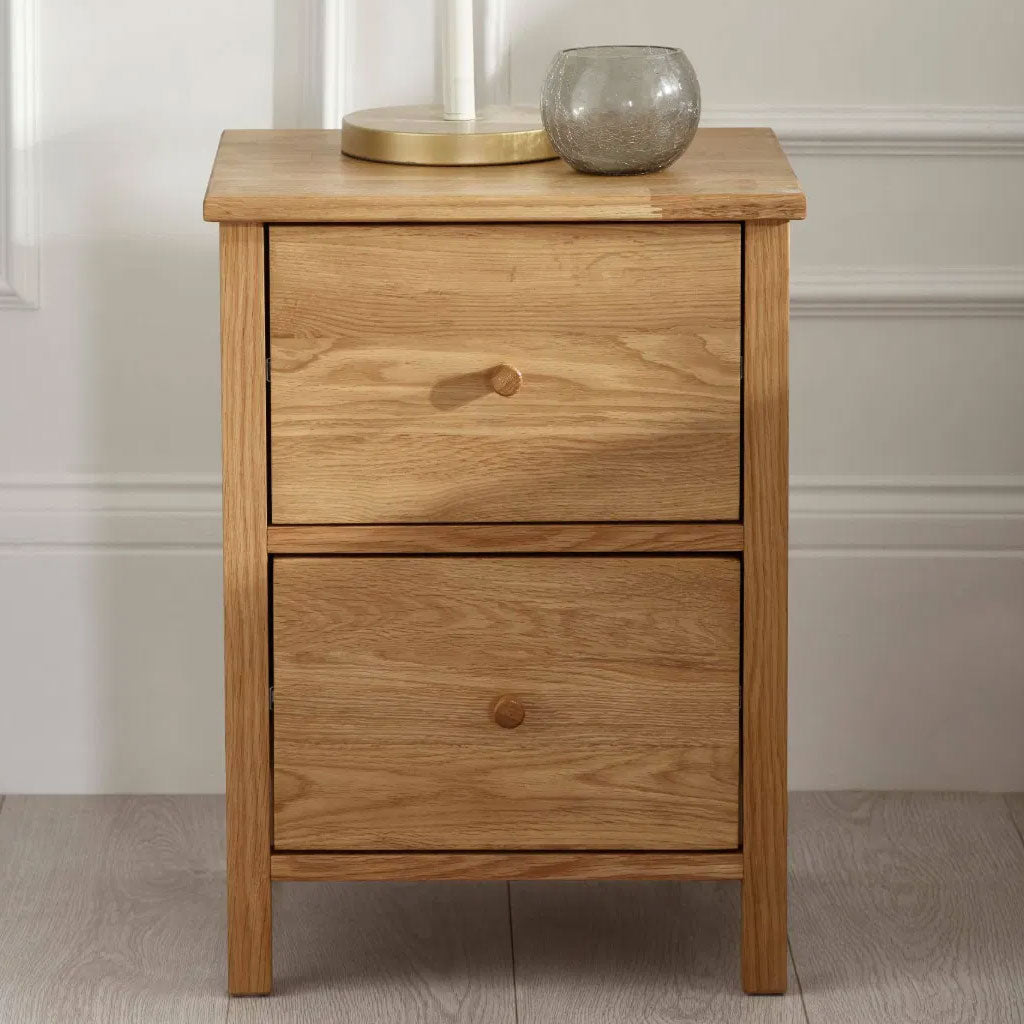 Wooden Bedside Cabinet With 2 Drawers - Coxmoor