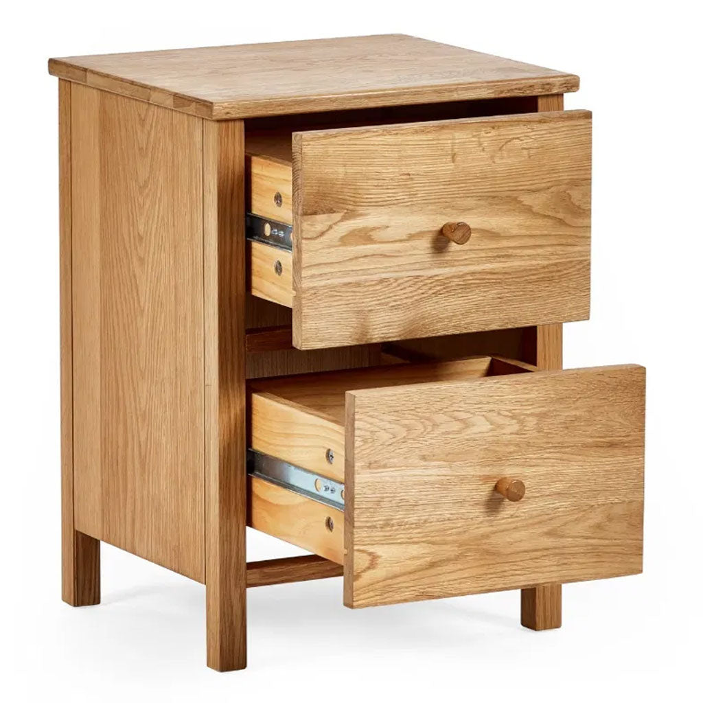Wooden Bedside Cabinet With 2 Drawers - Coxmoor