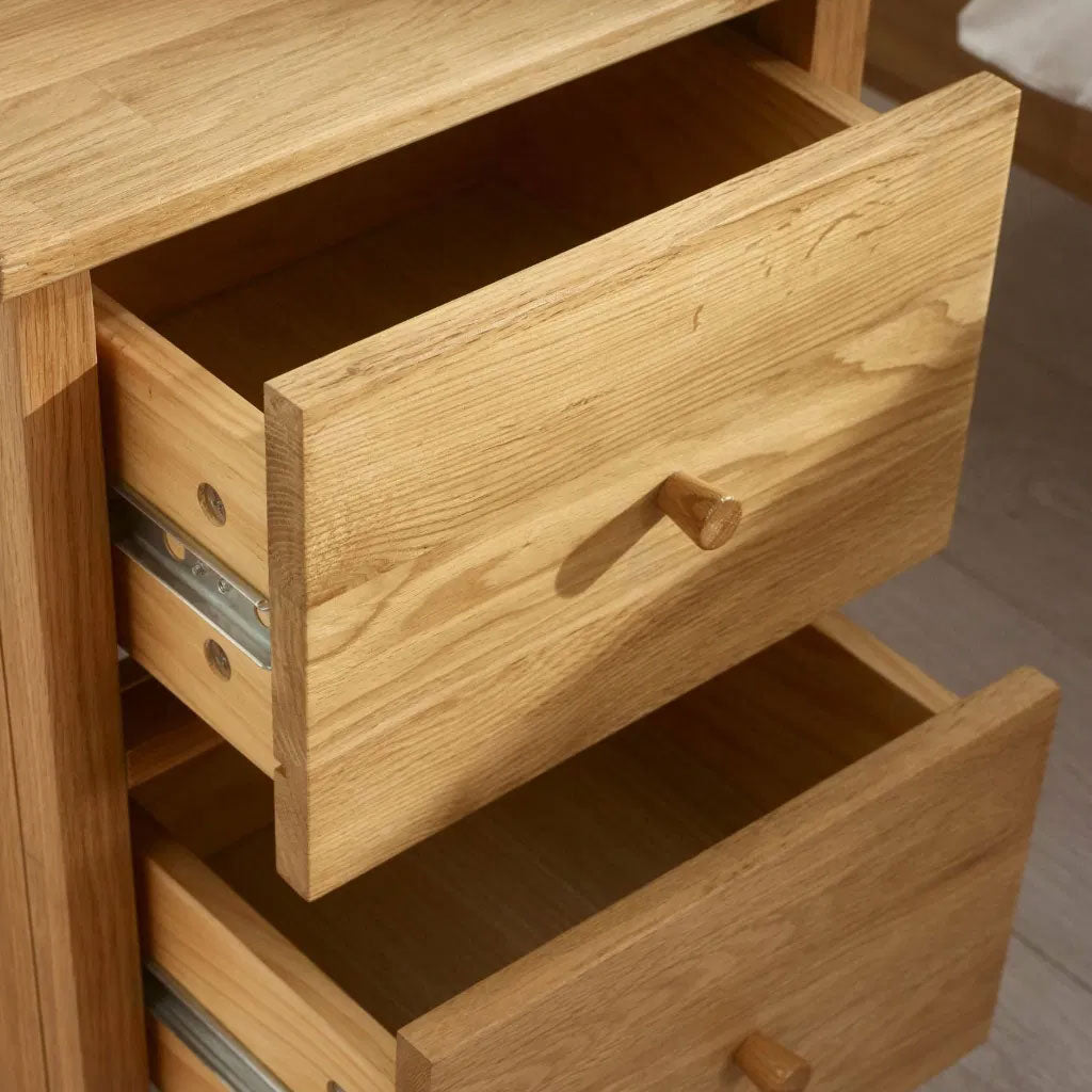 Wooden Bedside Cabinet With 2 Drawers - Coxmoor