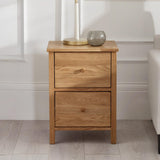 Wooden Bedside Cabinet With 2 Drawers - Coxmoor