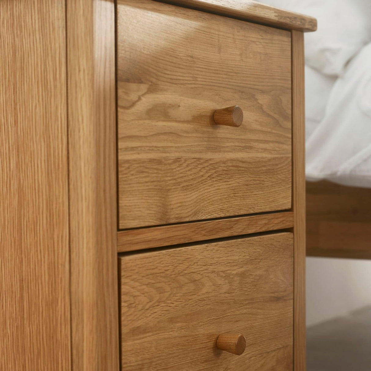 Wooden Bedside Cabinet With 2 Drawers - Coxmoor