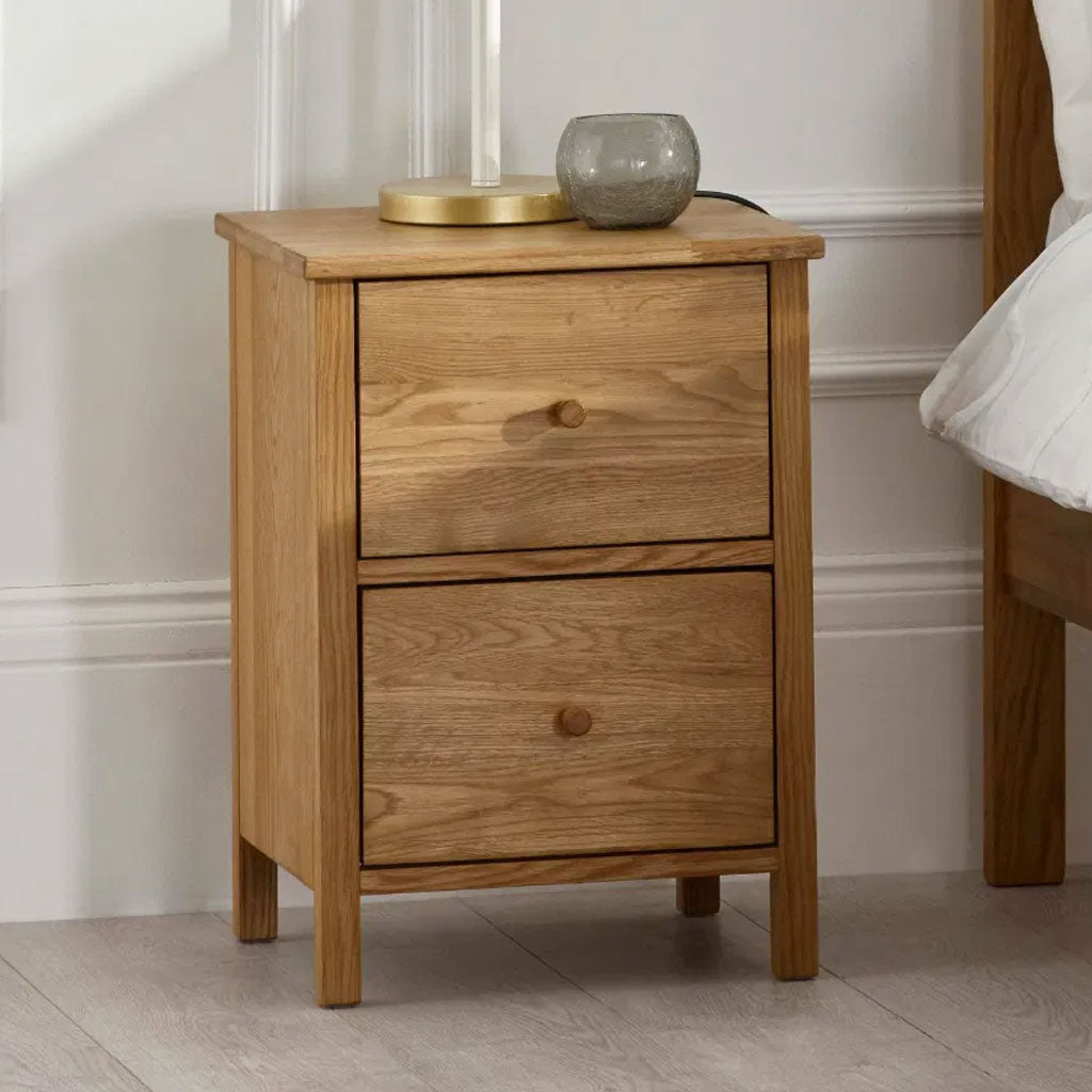 Wooden Bedside Cabinet With 2 Drawers - Coxmoor