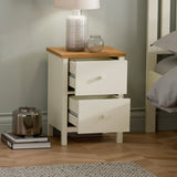 Wooden Bedside Cabinet With 2 Drawers - Coxmoor