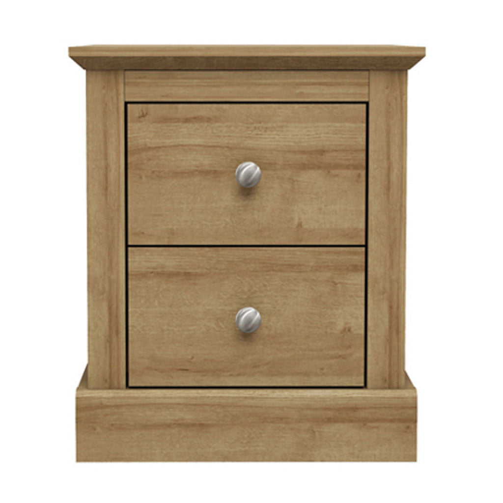 Wooden Bedside Cabinet With 2 Drawers - Devon