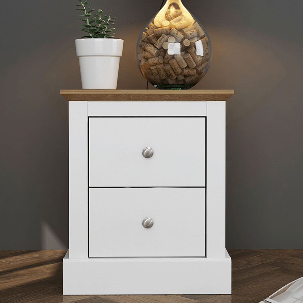 Wooden Bedside Cabinet With 2 Drawers - Devon