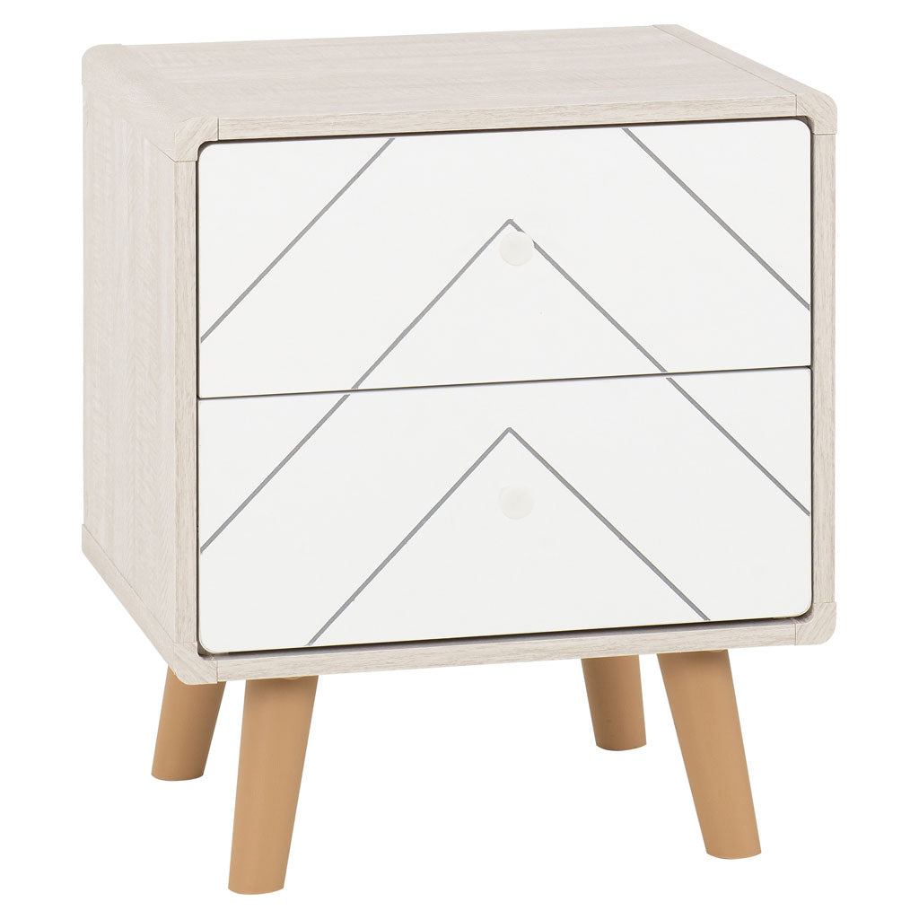 Wooden Bedside Cabinet With 2 Drawers - Dixie
