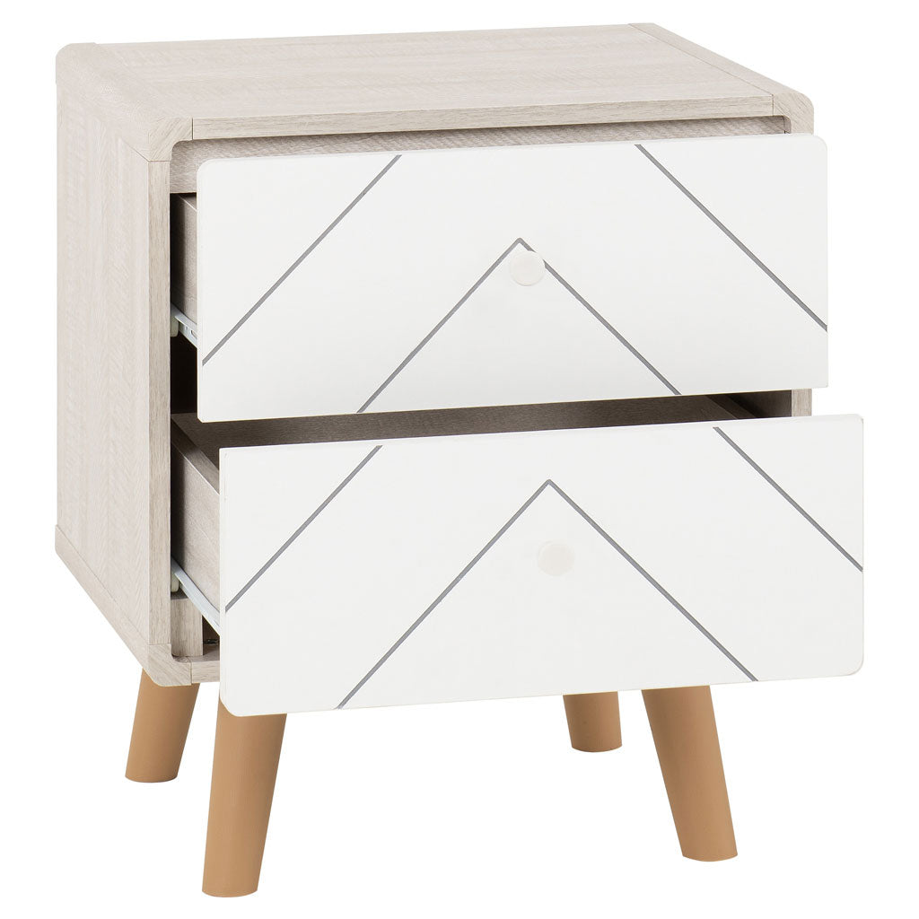 Wooden Bedside Cabinet With 2 Drawers - Dixie