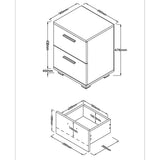 Wooden Bedside Cabinet With 2 Drawers - Lido