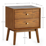 Wooden Bedside Cabinet With 2 Drawers - Lowry