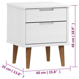 Wooden Bedside Cabinet With 2 Drawers - Molde