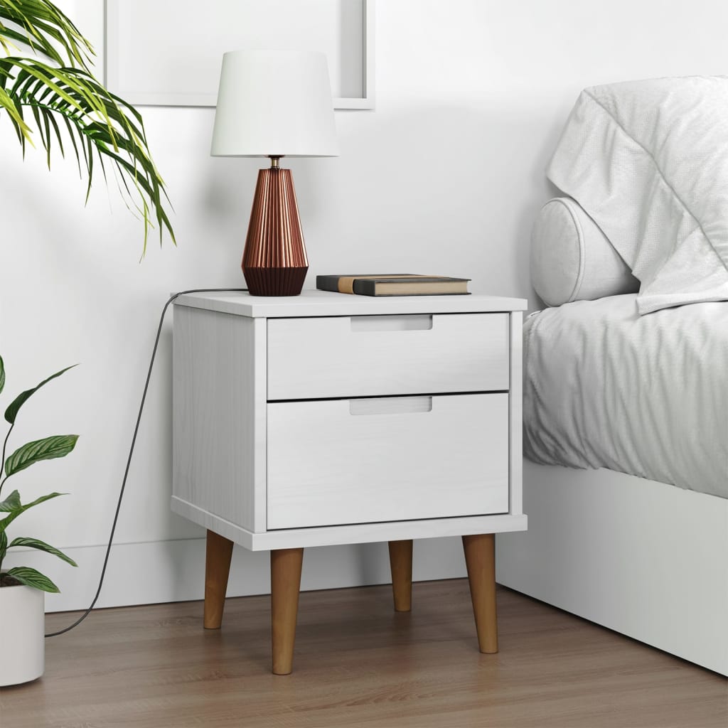 Wooden Bedside Cabinet With 2 Drawers - Molde
