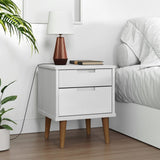 Wooden Bedside Cabinet With 2 Drawers - Molde