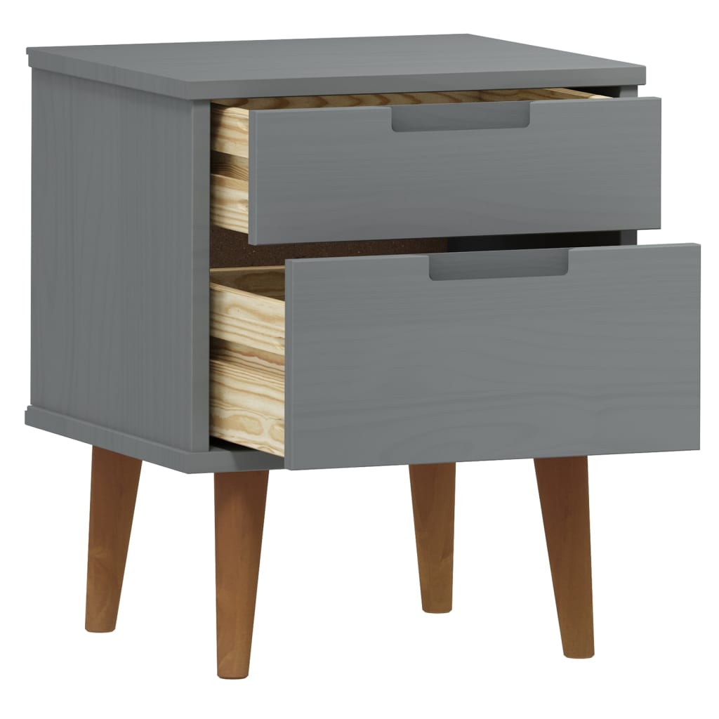 Wooden Bedside Cabinet With 2 Drawers - Molde