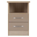 Wooden Bedside Cabinet With 2 Drawers - Nevada