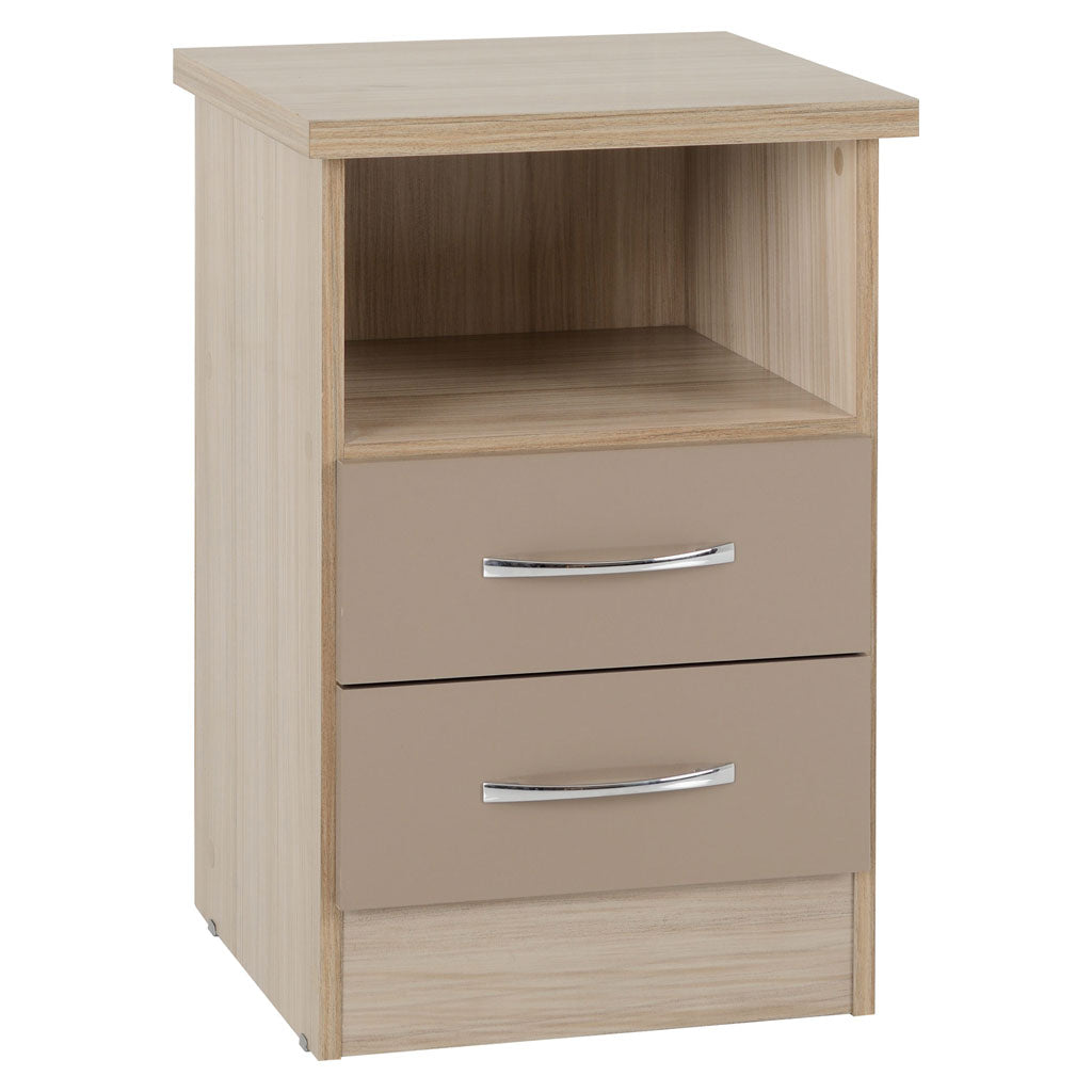 Wooden Bedside Cabinet With 2 Drawers - Nevada