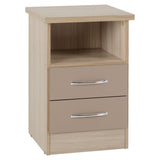 Wooden Bedside Cabinet With 2 Drawers - Nevada