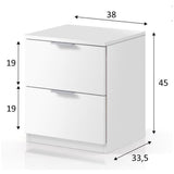 Wooden Bedside Cabinet With 2 Drawers - Nixa
