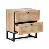 Wooden Bedside Cabinet With 2 Drawers - Padstow