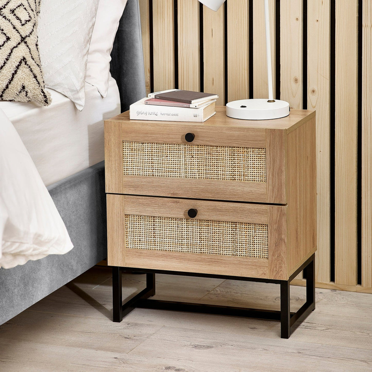 Wooden Bedside Cabinet With 2 Drawers - Padstow