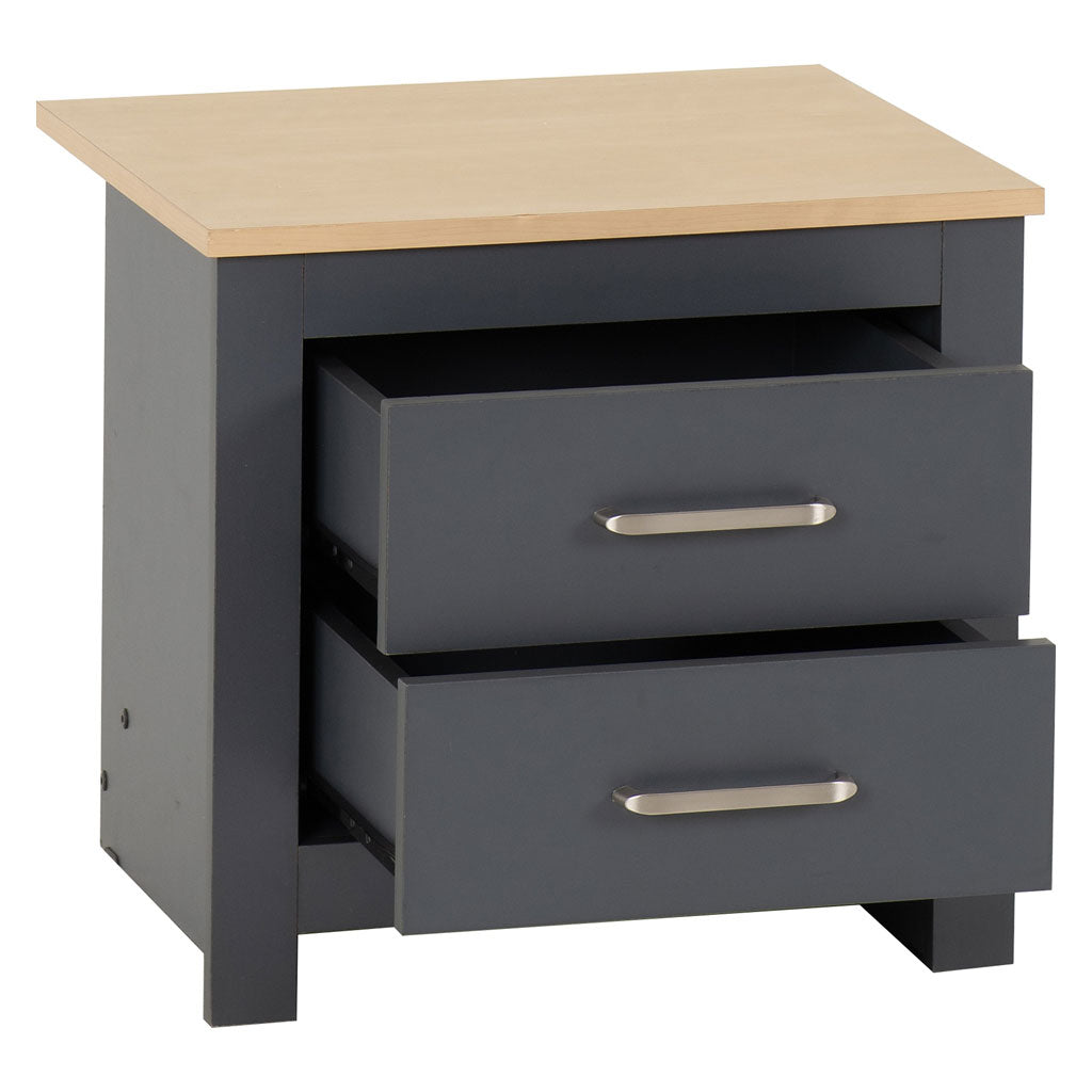 Wooden Bedside Cabinet With 2 Drawers - Portland