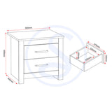 Wooden Bedside Cabinet With 2 Drawers - Portland