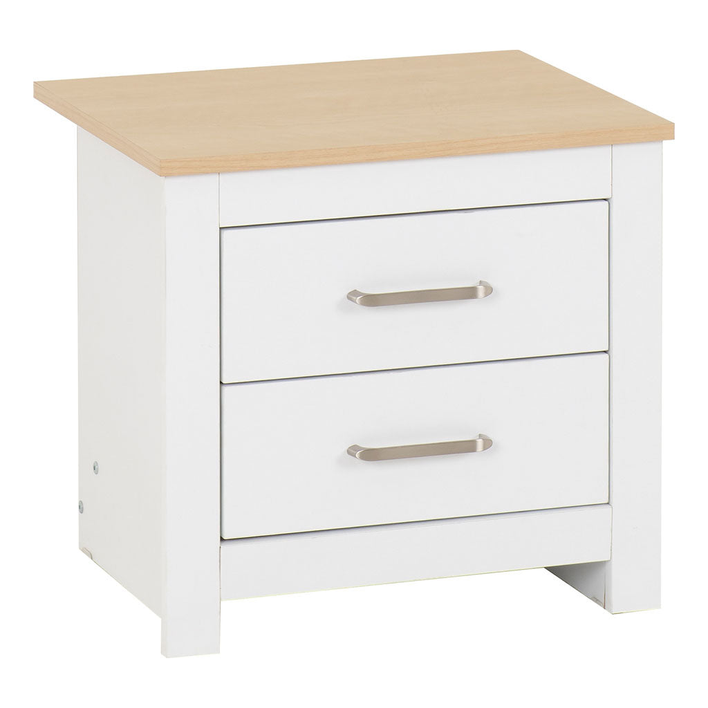 Wooden Bedside Cabinet With 2 Drawers - Portland