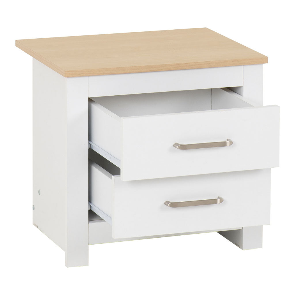 Wooden Bedside Cabinet With 2 Drawers - Portland
