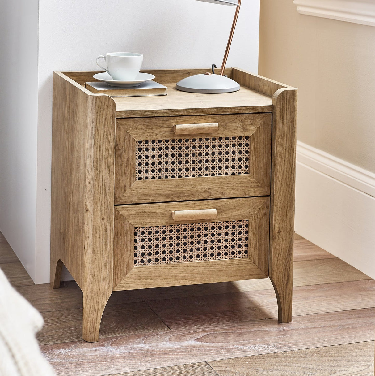 Wooden Bedside Cabinet With 2 Drawers - Sydney