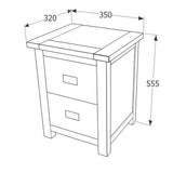Wooden Bedside Cabinet With 2 Drawers Tall - Dunkeld