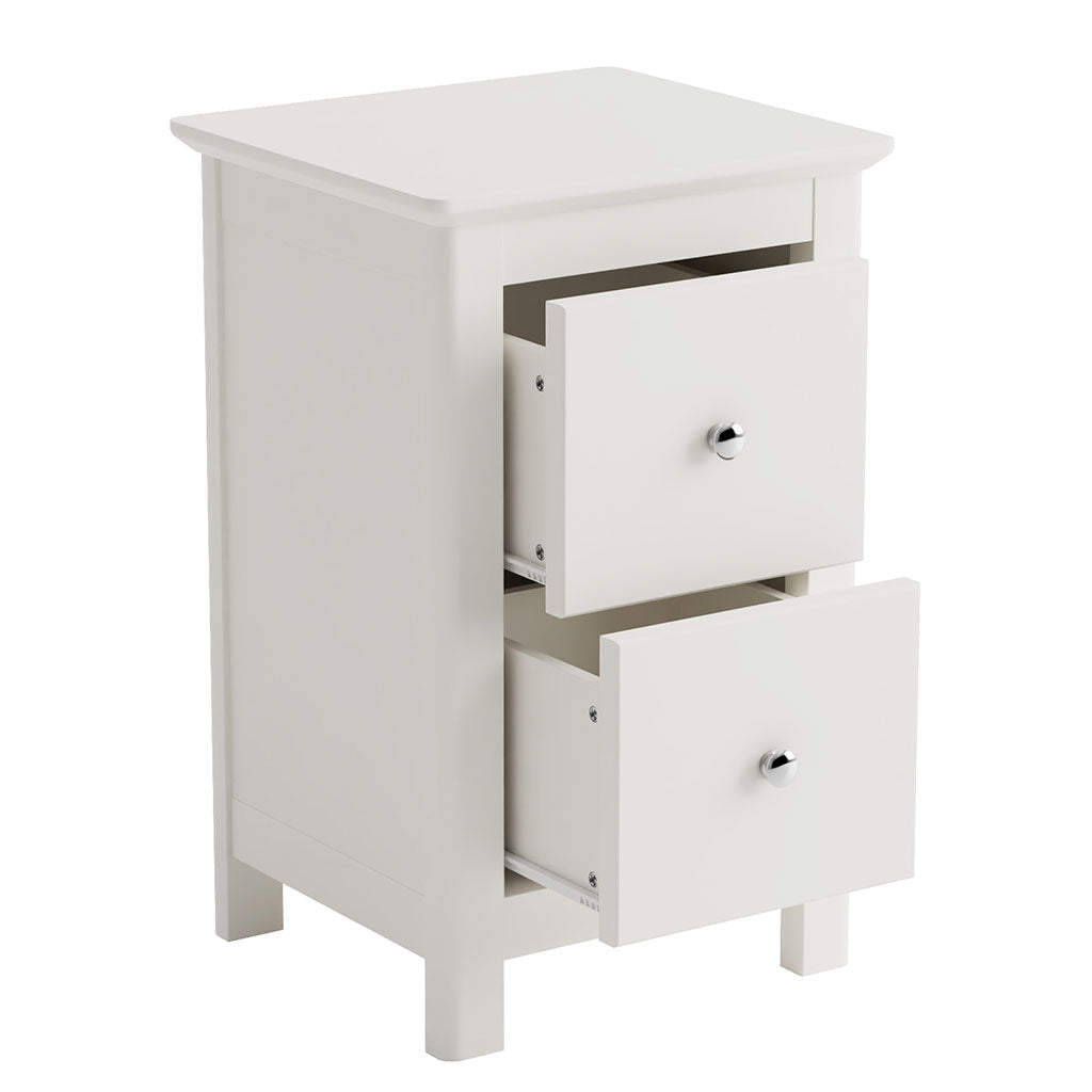 Wooden Bedside Cabinet With 2 Drawers Tall - Nairn
