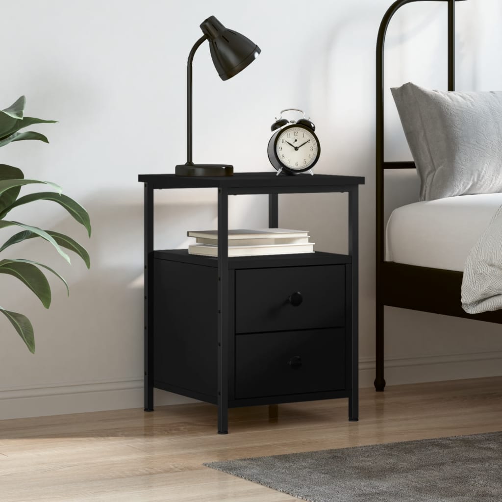 Wooden Bedside Cabinet With 2 Drawers - Vantage Home