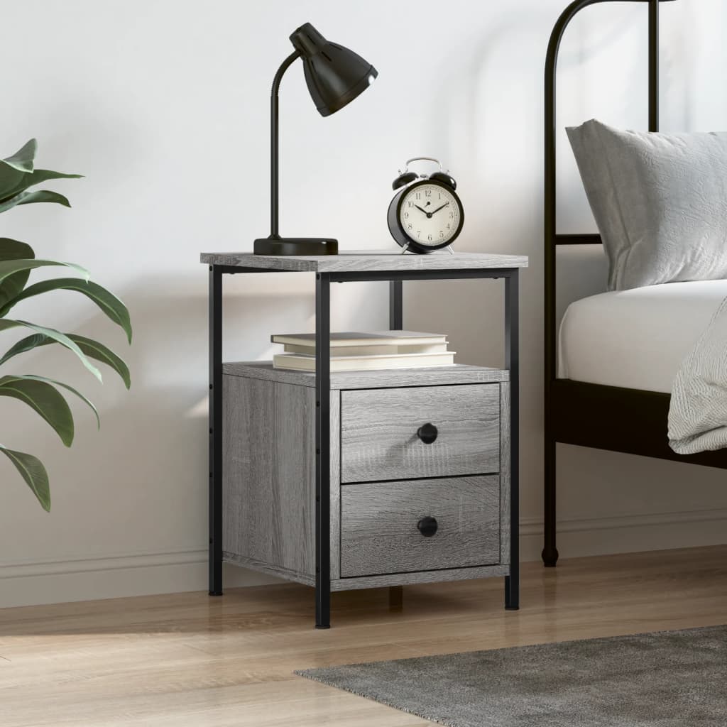 Wooden Bedside Cabinet With 2 Drawers - Vantage Home