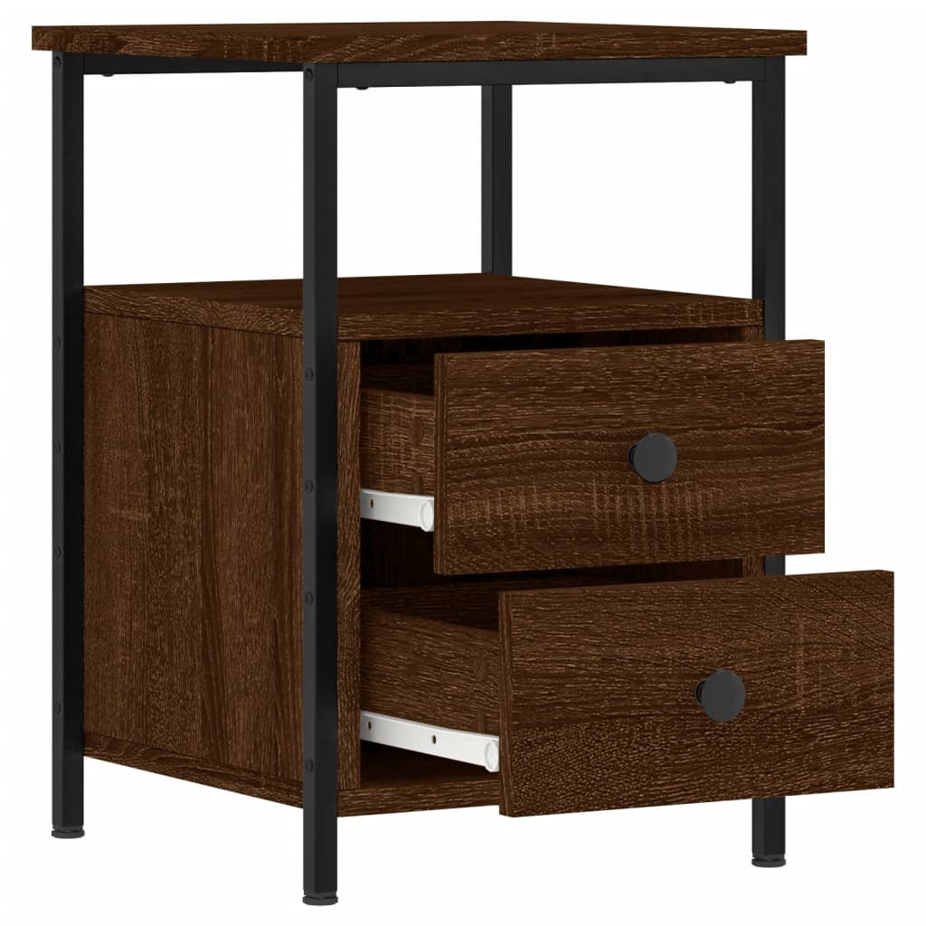 Wooden Bedside Cabinet With 2 Drawers - Vantage Home