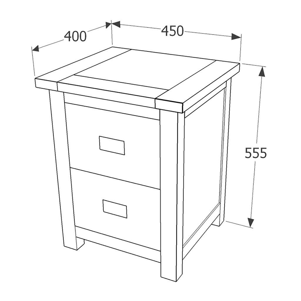 Wooden Bedside Cabinet With 2 Drawers Wide - Dunkeld