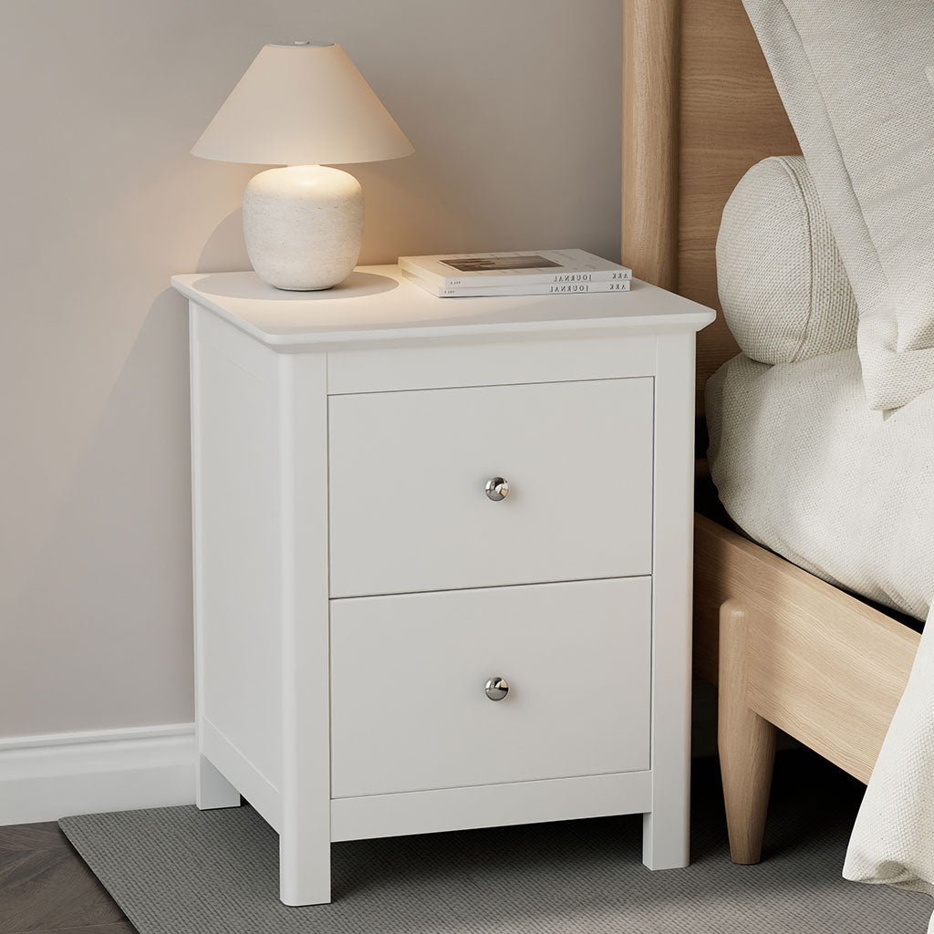 Wooden Bedside Cabinet With 2 Drawers Wide - Nairn