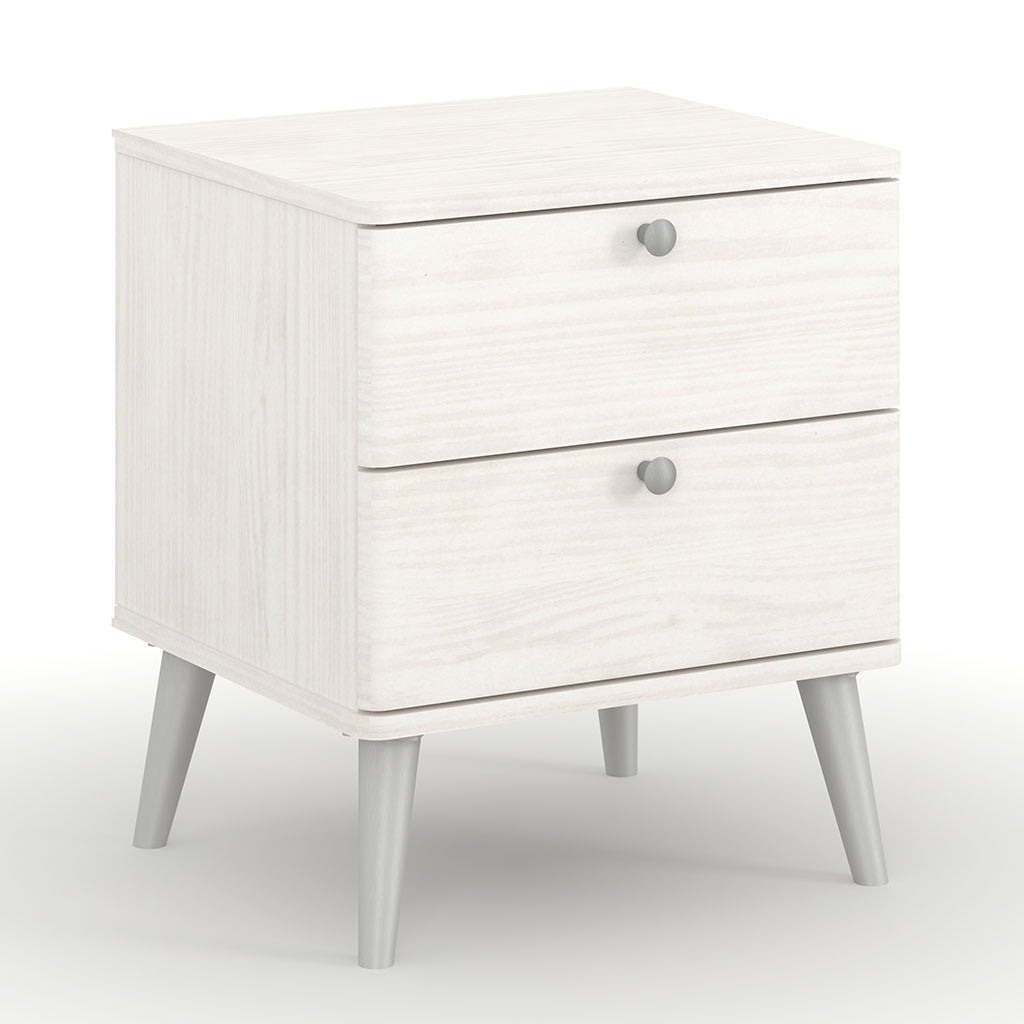 Wooden Bedside Cabinet With 2 Drawers With Plastic Legs - Augusta
