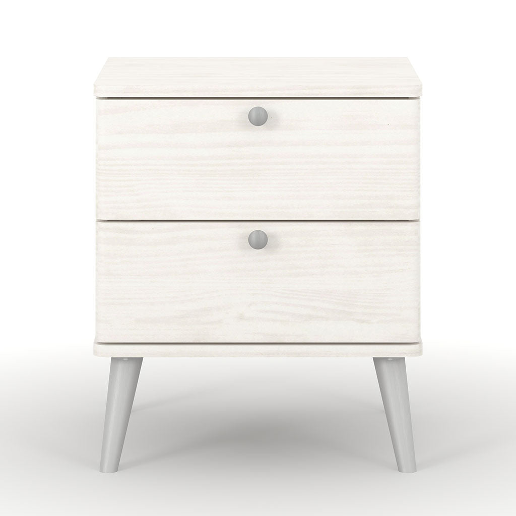 Wooden Bedside Cabinet With 2 Drawers With Plastic Legs - Augusta