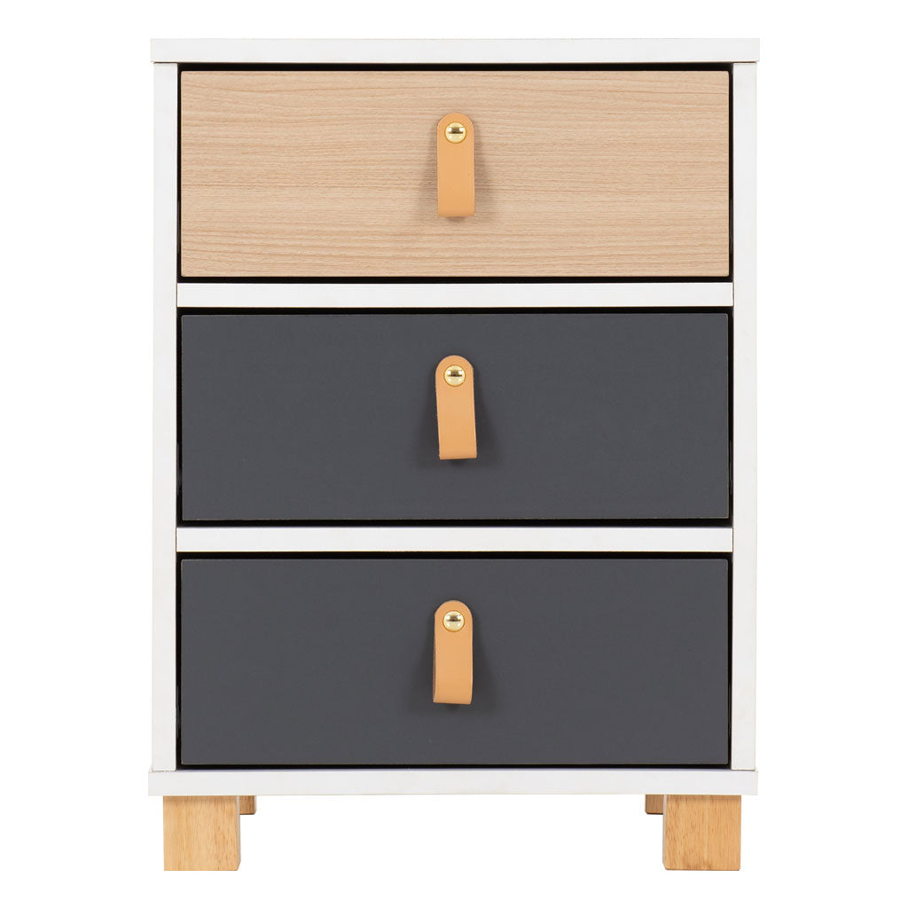 Wooden Bedside Cabinet With 3 Drawer - Brooklyn