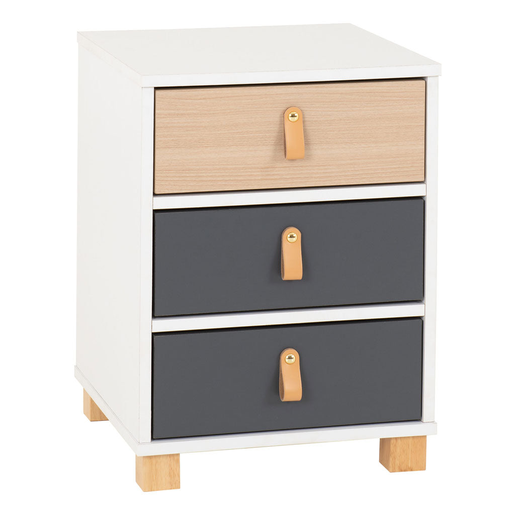 Wooden Bedside Cabinet With 3 Drawer - Brooklyn