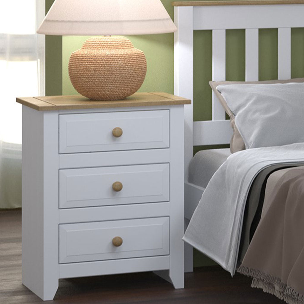 Wooden Bedside Cabinet With 3 Drawers - Capri