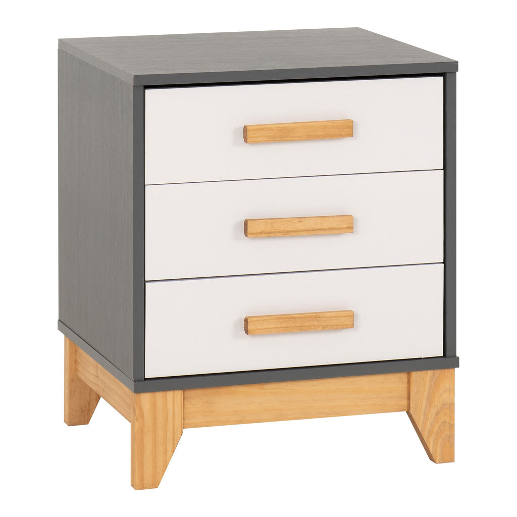 Wooden Bedside Cabinet With 3 Drawers - Cleveland
